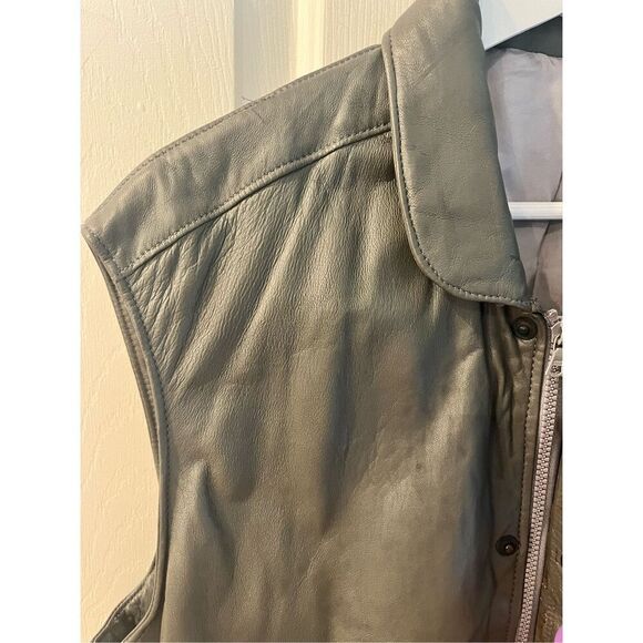Vintage Zerimar Mens Gray Leather Retro Utility Vest sz 54 3XL EUC - Picture 4 of 6